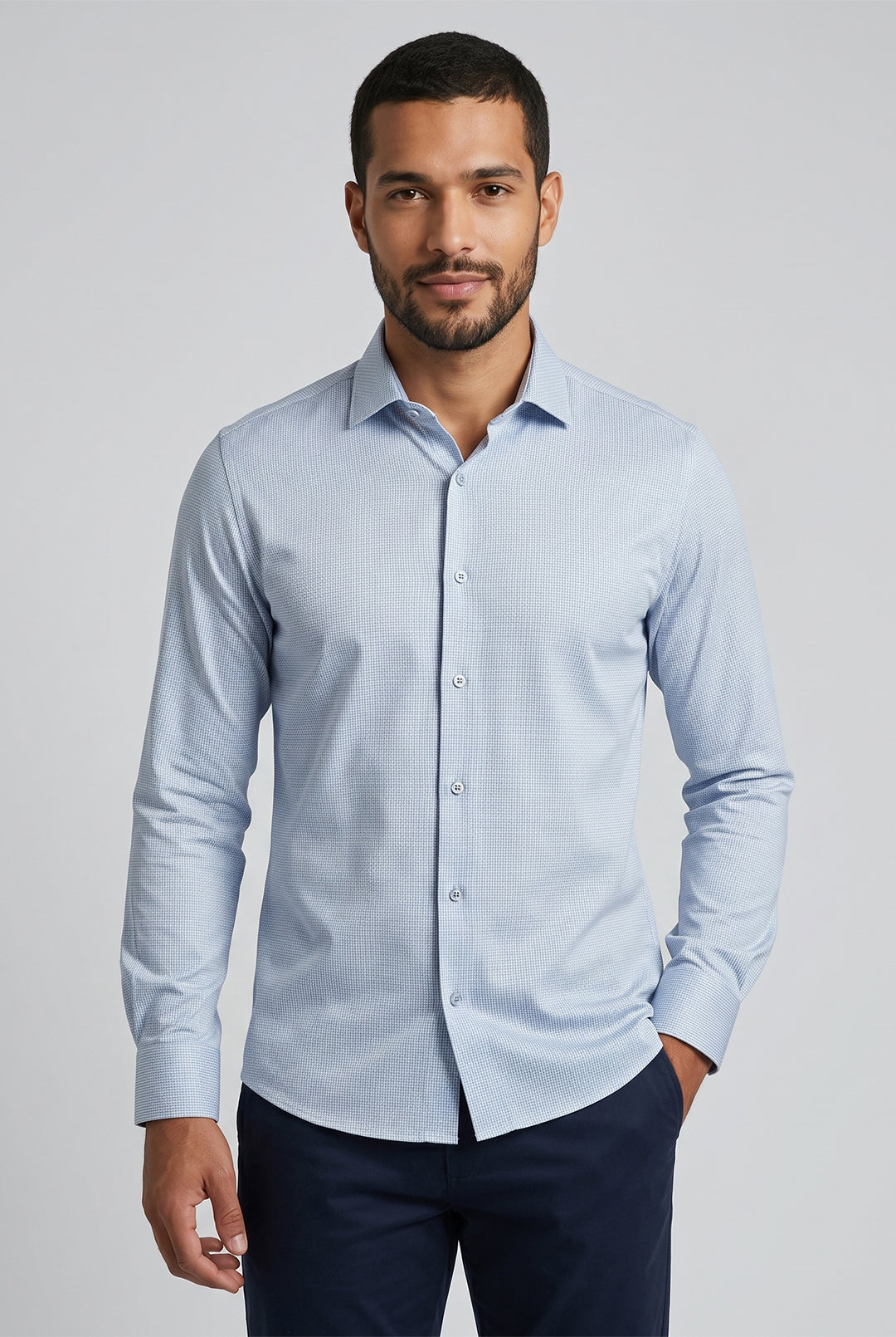 Camisa Manga Longa Slim Fit Maquinetado Bambu