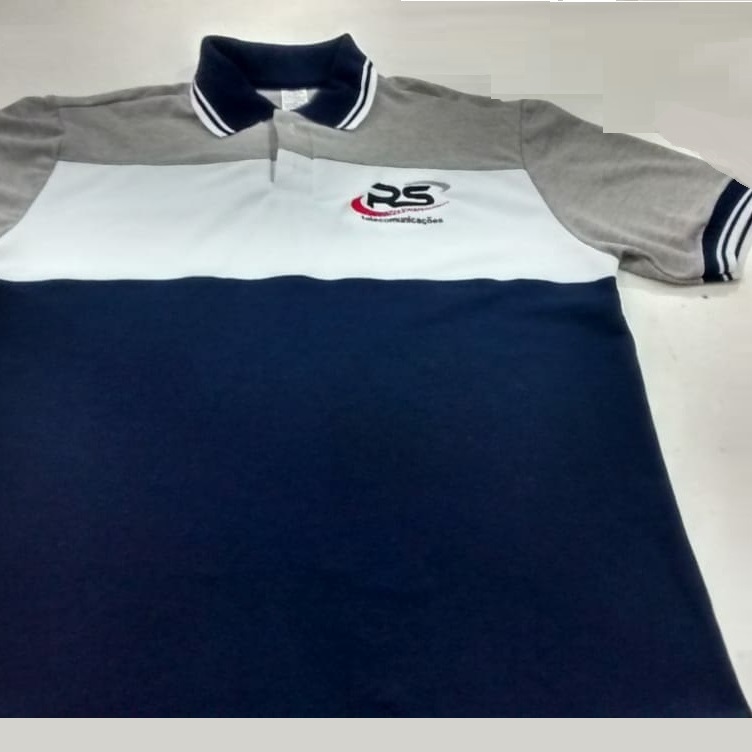 Camisa polo masculina e feminina com gola personalizada