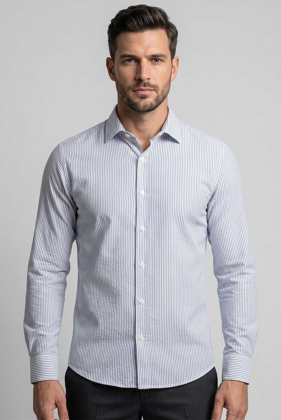 Camisa Slim Fit Manga Longa Textura