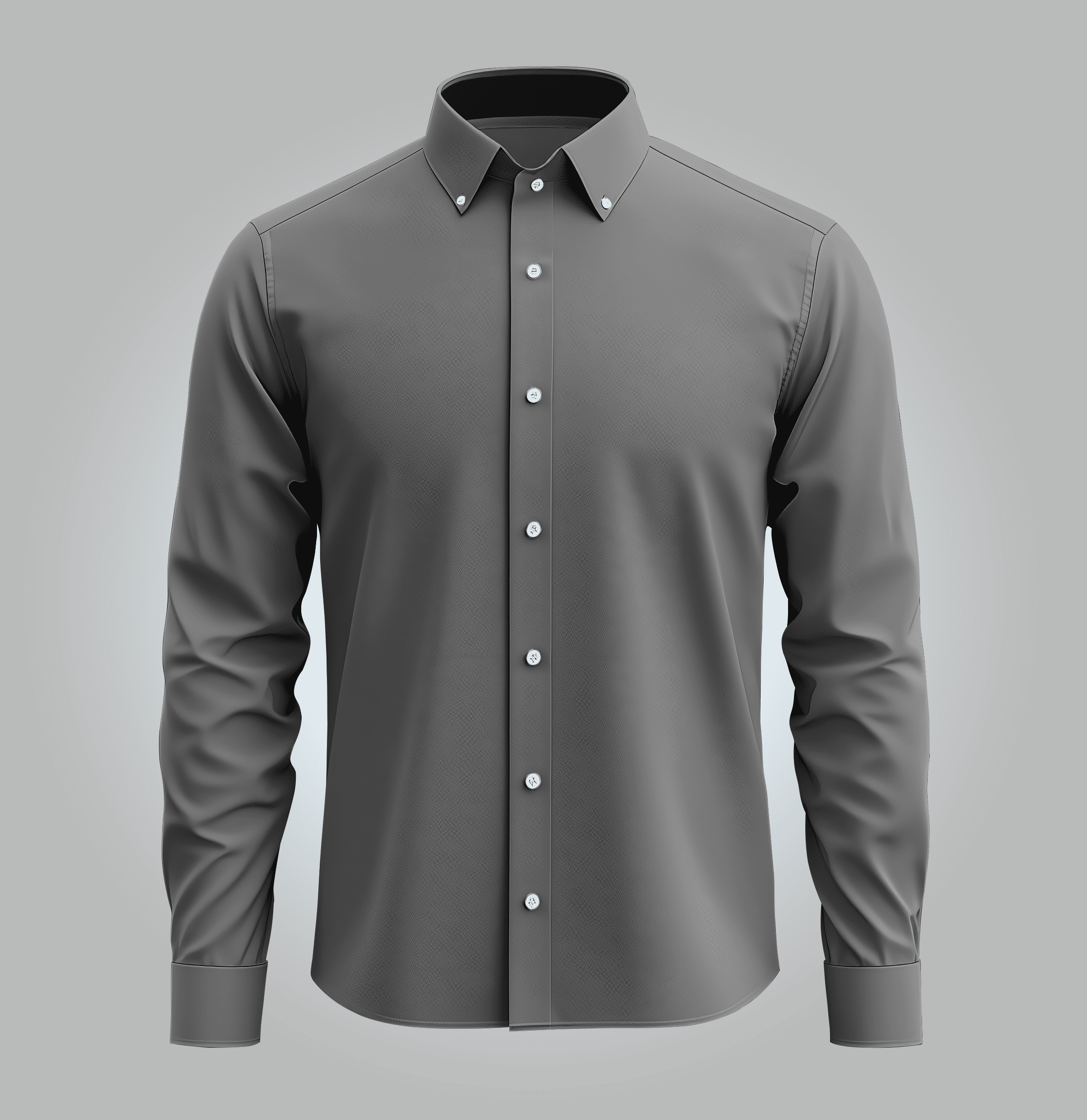 Camisa Social Office Cinza Manga Longa