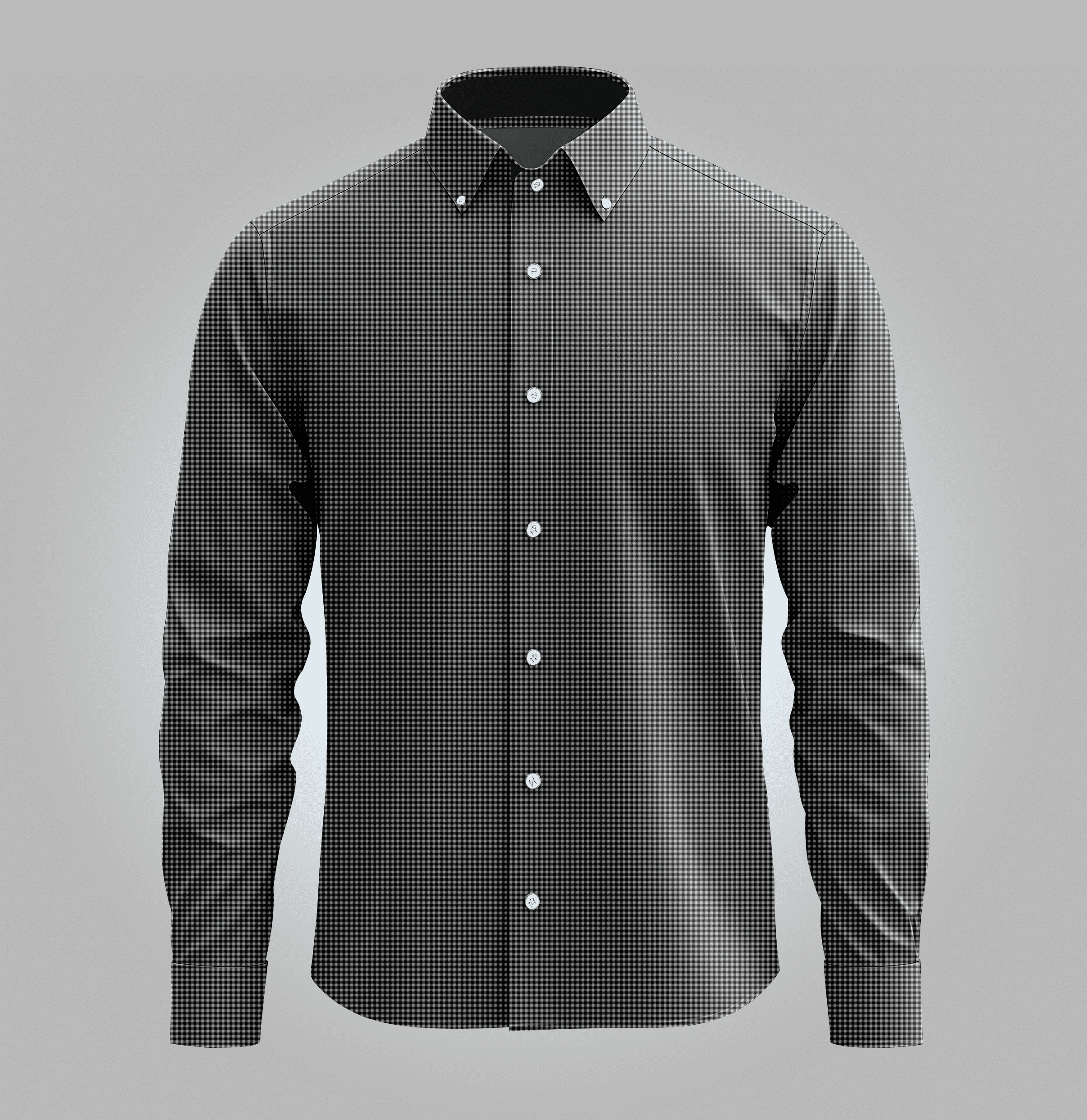 Camisa Social Xadrez Preto Manga Longa