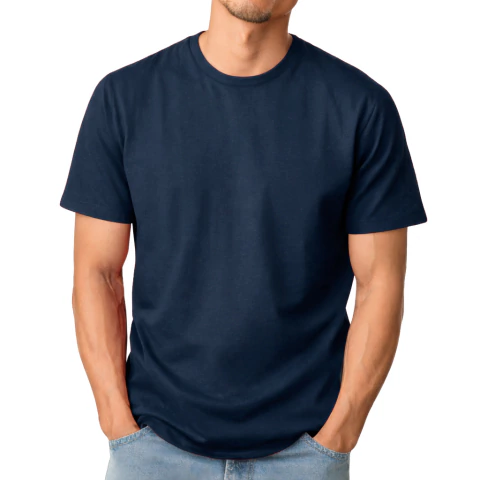 Camiseta de Algodão Lisa - Azul Marinho
