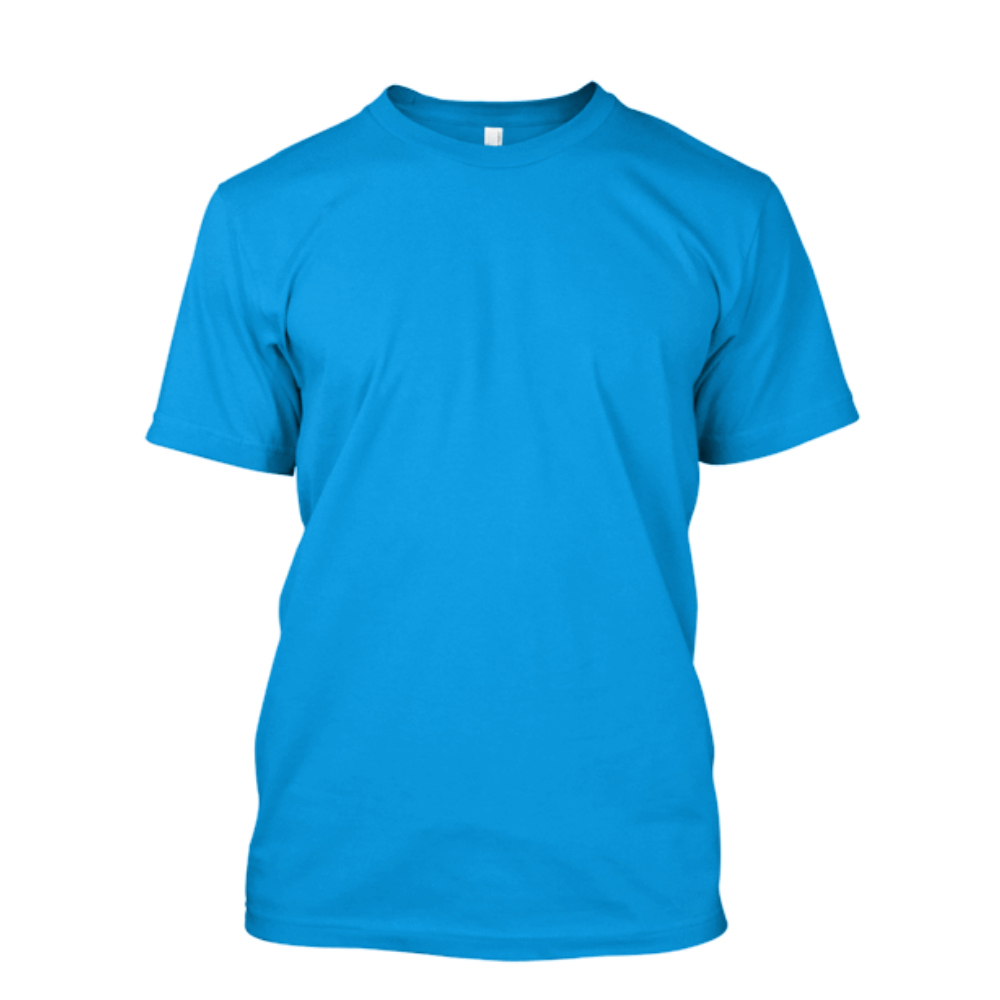 Camiseta de Algodão Masculina Azul Turquesa Lisa