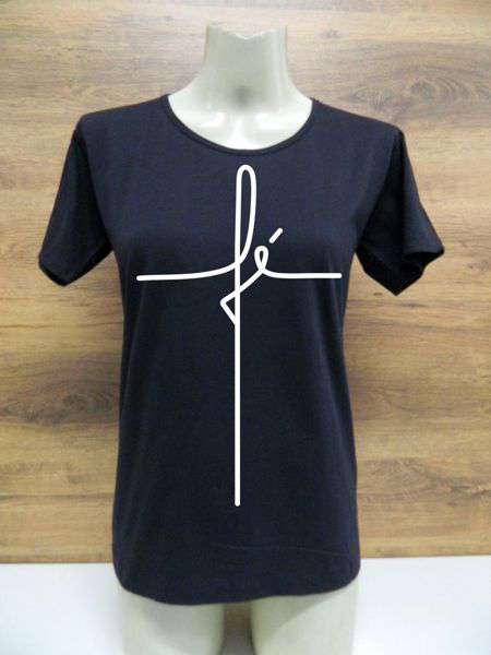Camiseta Fé Feminina Gospel Esperança Amor religiosa Evangélica 100% Algodão cor Preta