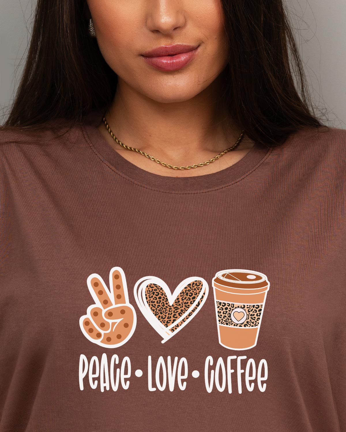 Camiseta Feminina Peace Love Coffee
