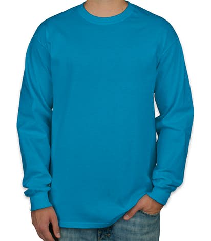 Camiseta Manga Longa Masculina Azul Turquesa Lisa