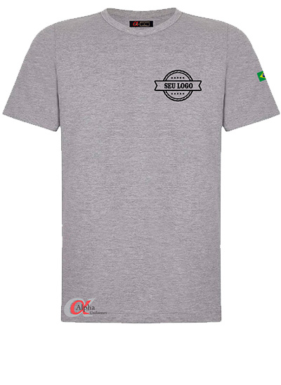 Camiseta modelo básico cinza mescla Personalizada com estampa - kit 10 pçs