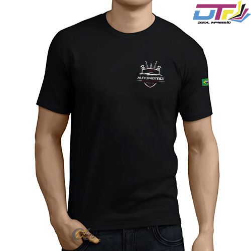 Camiseta Preta Personalizada para Uniformes de Trabalho impressão digital - kit 10 pçs