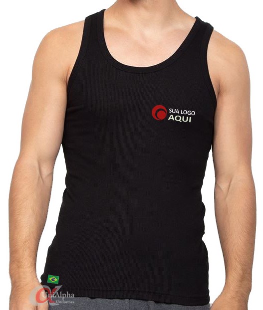 Camiseta regata masculina personalizada para uniformes de empresas - kit 10 pçs