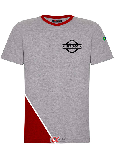 Camiseta sublimada personalizada cinza mescla com detalhes em embaixo - kit 10 pçs