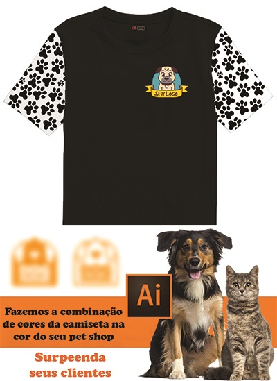 Camisetas Personalizadas modelo diferenciado para uniformes de Pet Shop - kit 10 pçs