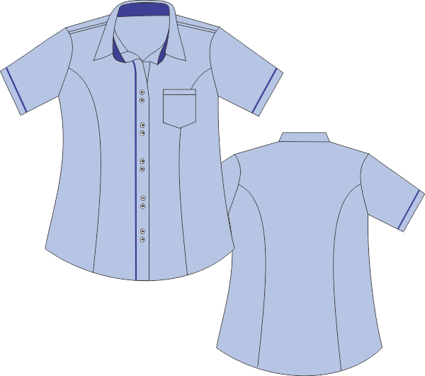 Camisete Social Feminina Manga Curta Office Azul Claro