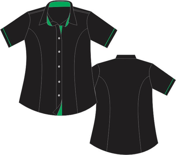 Camisete Social Feminina Manga Curta Office Preto