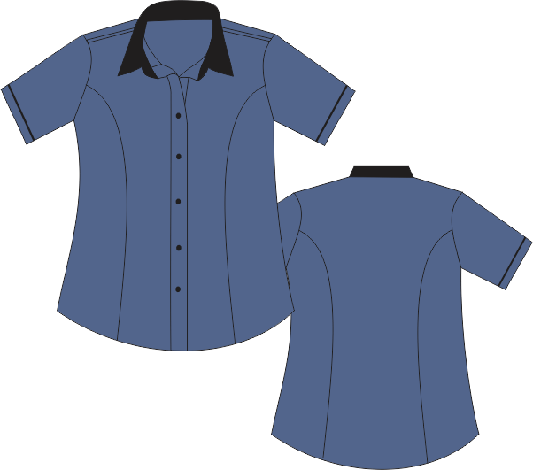 Camisete Social Feminina Manga Curta Sarja Azul