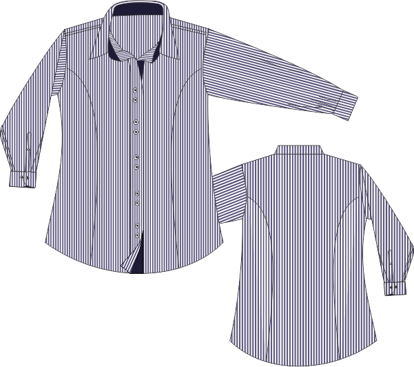 Camisete Social Feminina Manga Longa Listrado 1021