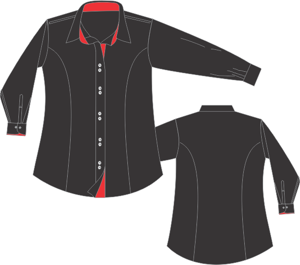 Camisete Social Feminina Manga Longa Office Preto