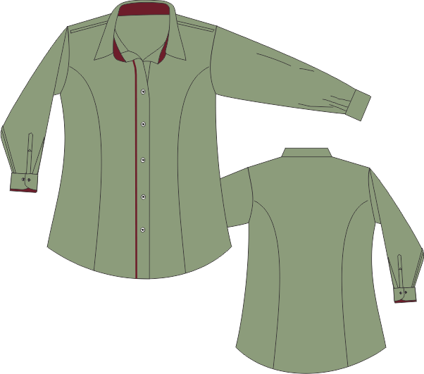 Camisete Social Feminina Manga Longa Office Verde