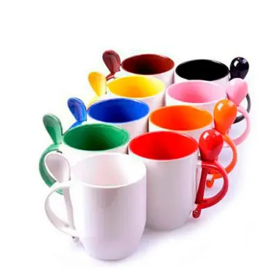 Caneca Cerâmica 350ml com Colher