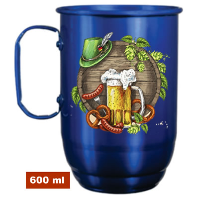 Caneca Colorida de Alumínio 600ml