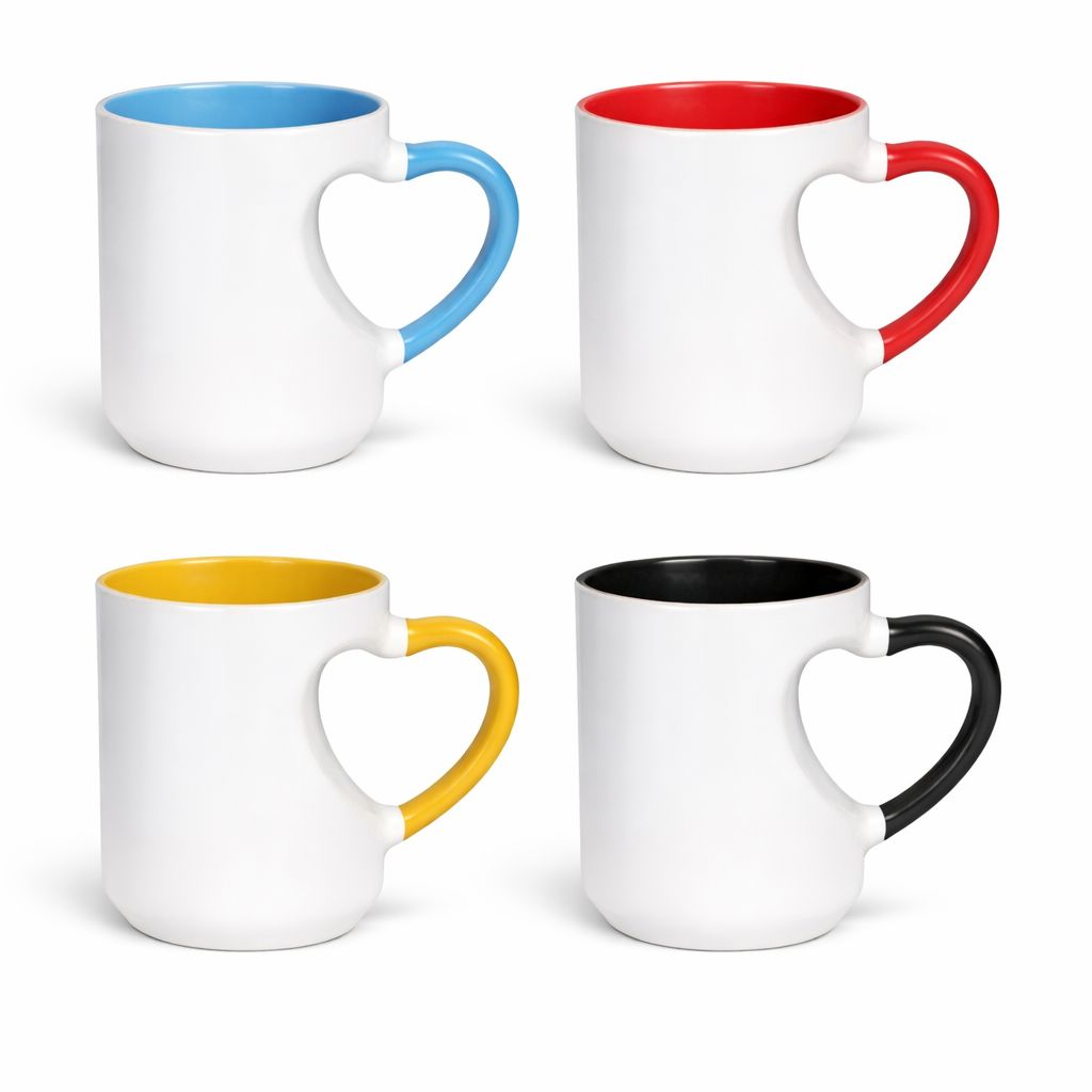 Caneca Corpo e Alça Coração Cerâmica Subliflex - 330ml