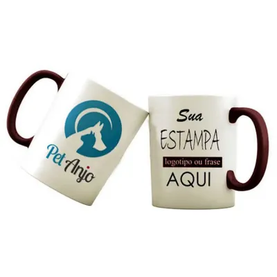 Caneca de cerâmica branca e preta