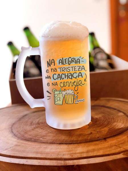 Caneca de Chopp Personalizada Vidro Jateado Porto Alegre Florianópolis Presente Brindes Logo 1un
