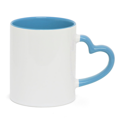 Caneca de Porcelana Alça de Coração Colorida Personalizada 325ml