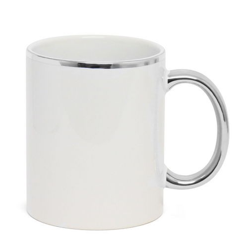 Caneca de Porcelana Alça e Borda Cromada Personalizada 325ml