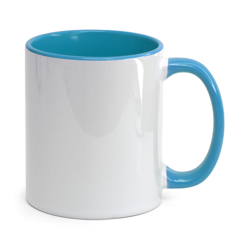 Caneca de Porcelana Alça e Interior Colorido Personalizada 325ml