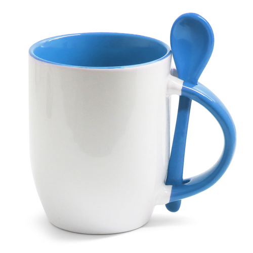 Caneca de Porcelana Boleada Alça de Colher Colorido Personalizada 325ml