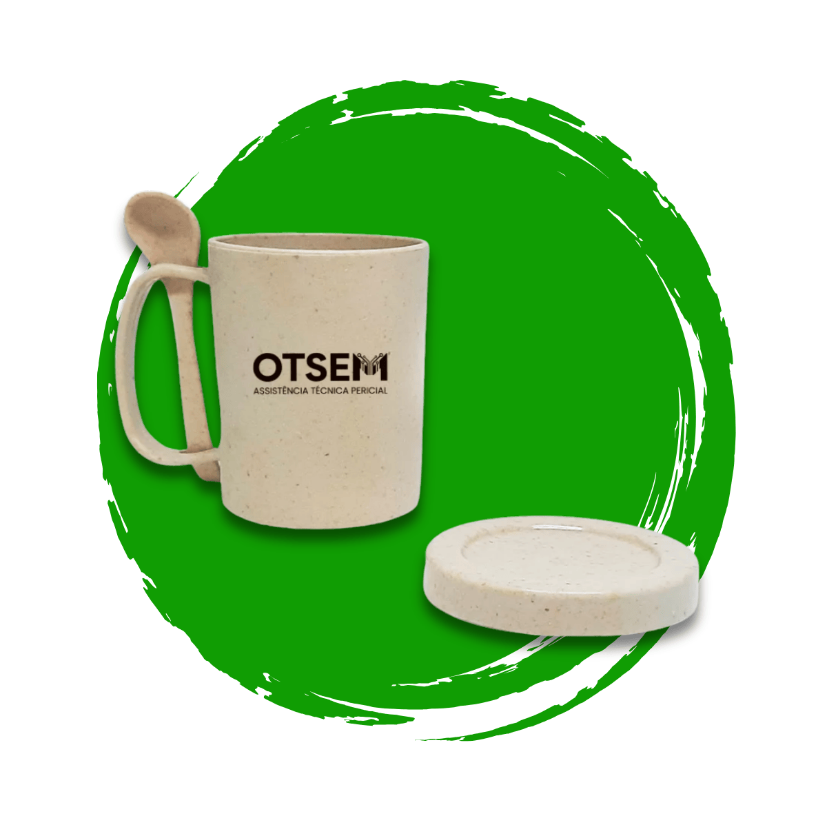 Caneca Ecológica em Fibra de Bambu com Colher Termica | 360 ml | Personalizada