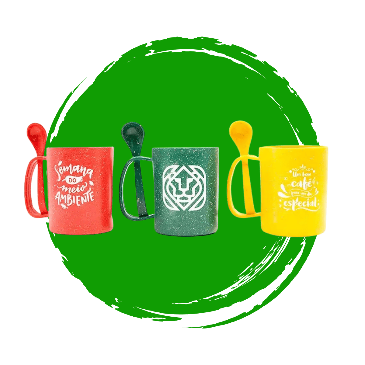 Caneca Ecológica em Fibra de Madeira | Cores Verde, Vermelha, Amarela e Azul