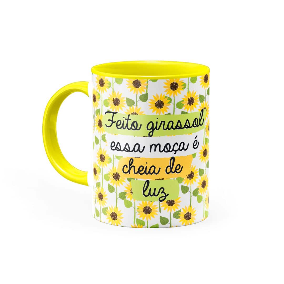 Caneca Feito Girassol essa moça é cheia de luz • Canecas 24 Horas