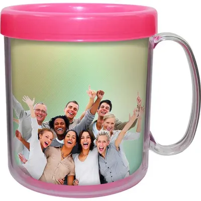 Caneca foto térmica 300ml rosa neon cl de plastico