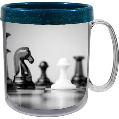 Caneca Foto Termica Cristal 300ml Fibra Azul