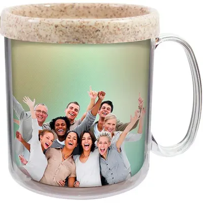 Caneca Foto Termica Cristal 300ml Madeira Palha