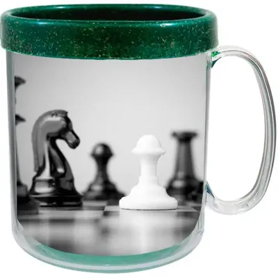 Caneca Foto Termica Cristal 300ml Refil pb Fibra Madeira Verde