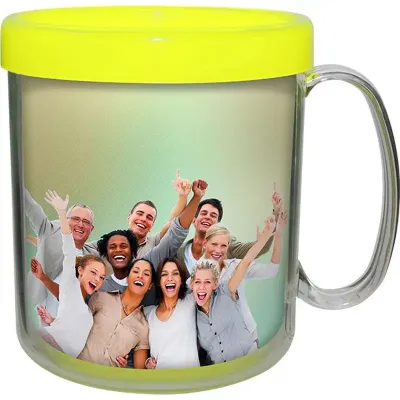 Caneca Foto Termica Cristal Amarelo Neon