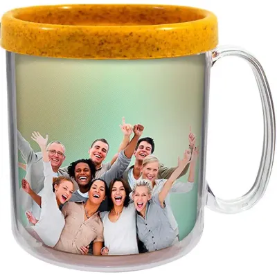 Caneca Foto Termica Cristal Fibra Amarelo