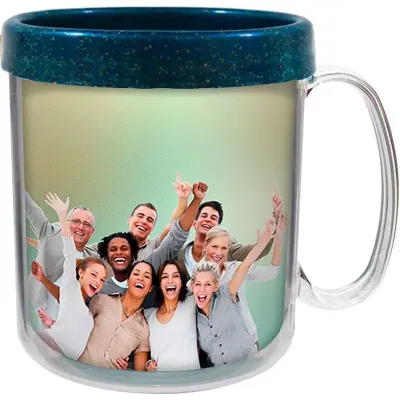 Caneca Foto Termica Cristal Fibra Azul