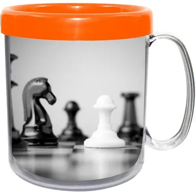 Caneca Foto Termica Cristal Laranja Neon 300ml