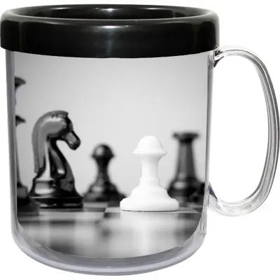 Caneca Foto Termica Cristal Preto 300ml Refil pb Plastico