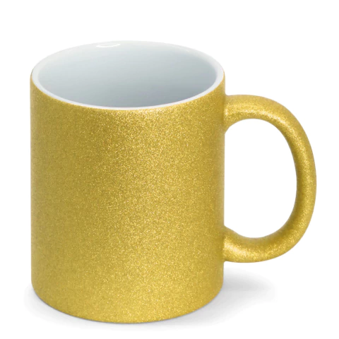 Caneca Glitter para Sublimação Dourado Claro Live - 325ml