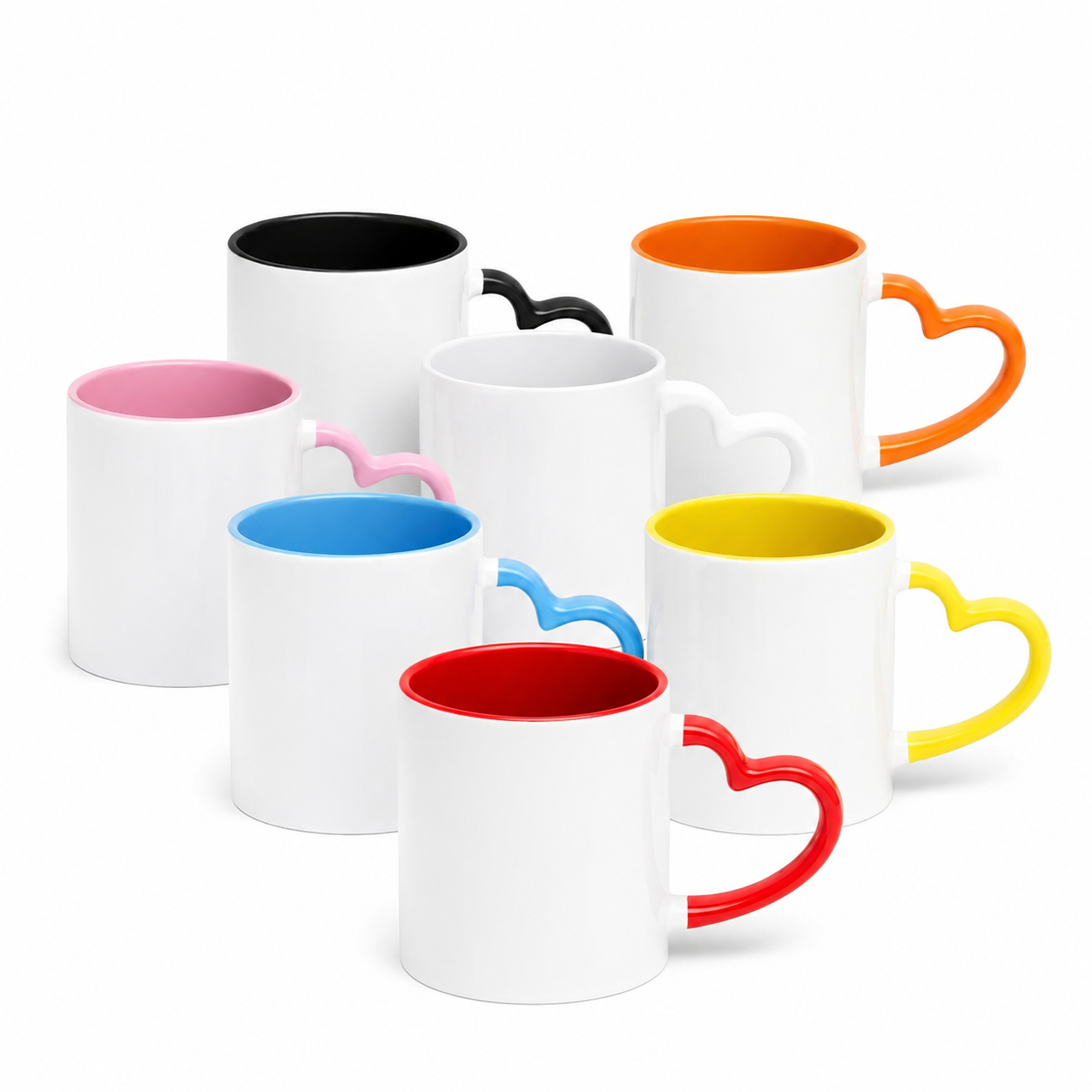 Caneca Interior Color e Alça Coração Cerâmica Subliflex - 330ml