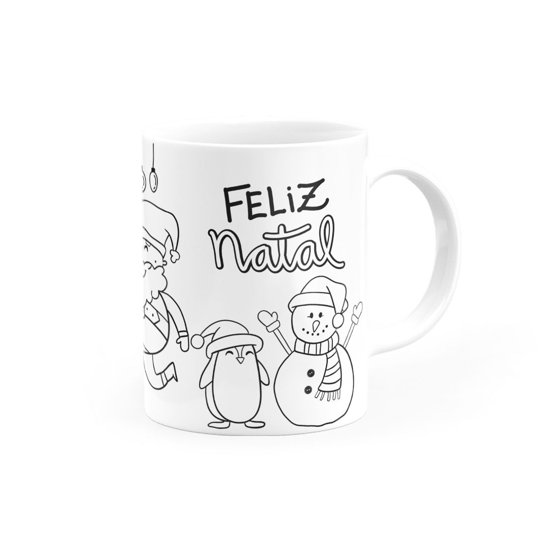 Caneca para Colorir Feliz Natal • Canecas 24 Horas