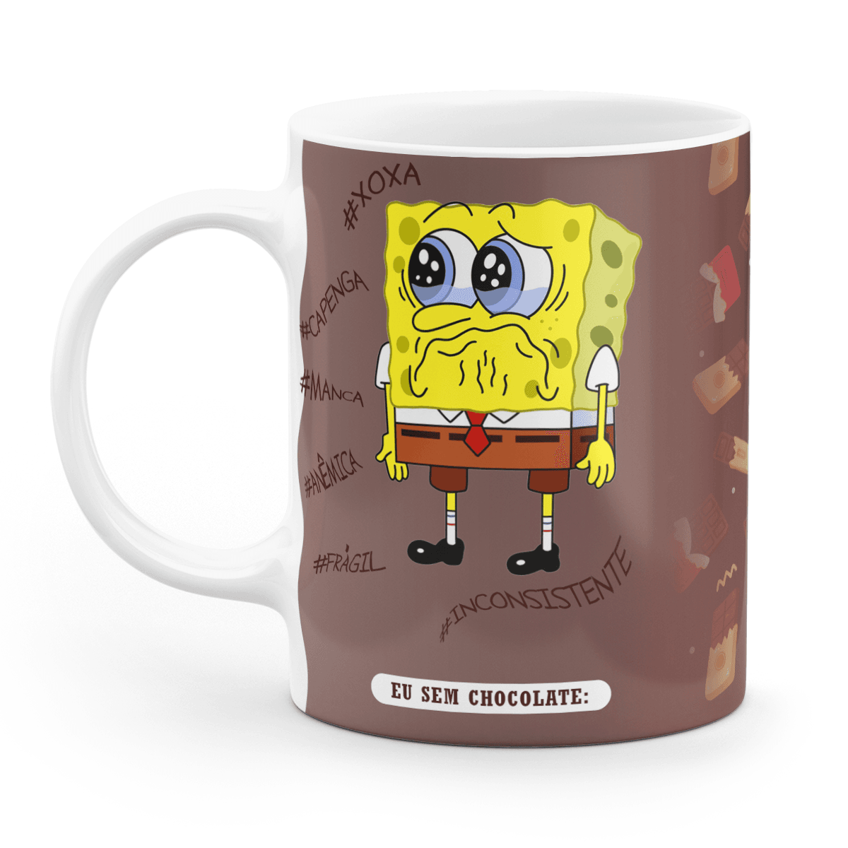 Caneca Páscoa Bob Esponja - eu sem chocolate e eu com chocolate • Canecas 24 Horas