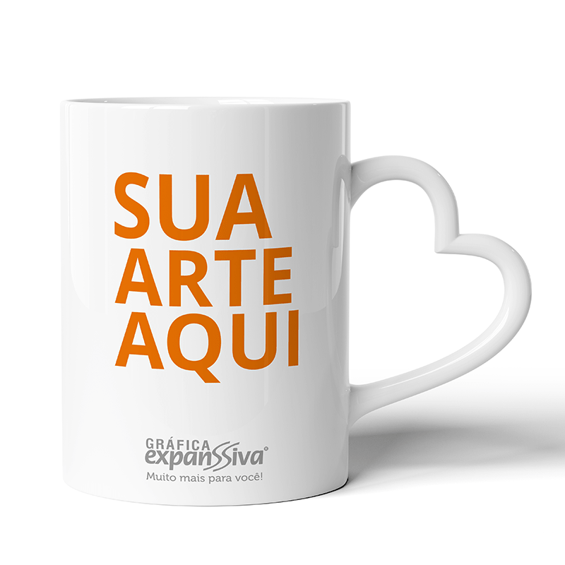 Caneca Personalizada - Alça de Coração - Branca
