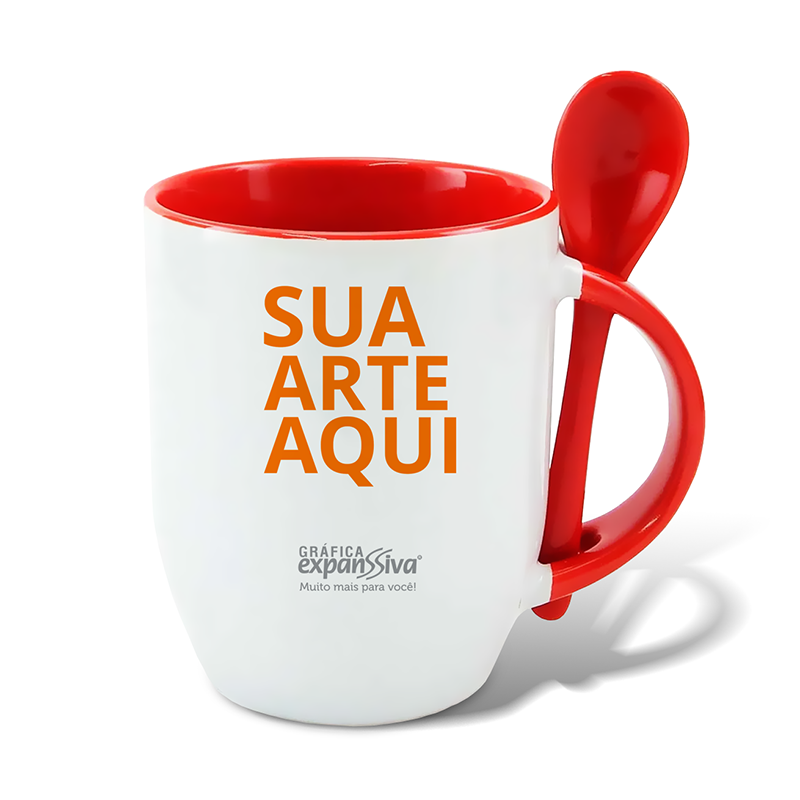 Caneca Personalizada com Colher - 350 ml