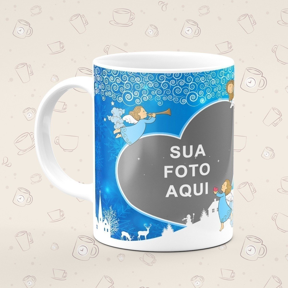 Caneca Personalizada Natal Azul Foto - Canecas 24 Horas