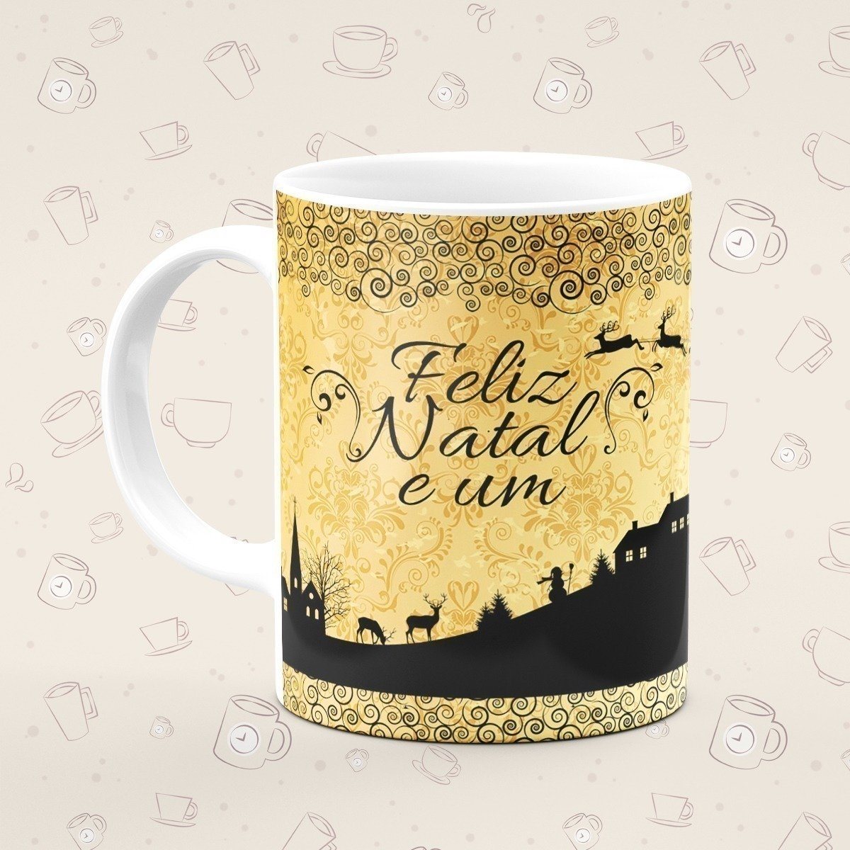 Caneca Personalizada Natal Dourado - Canecas 24 Horas